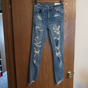 American Eagle high rise jegging super destroy